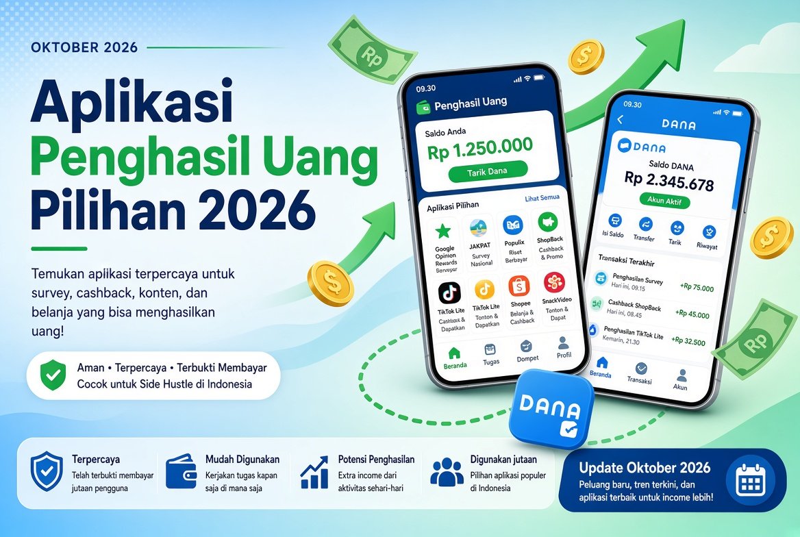 10 Aplikasi Penghasil Uang Oktober 2026: Bisa Cuan dari Survei, Cashback, hingga Saldo DANA